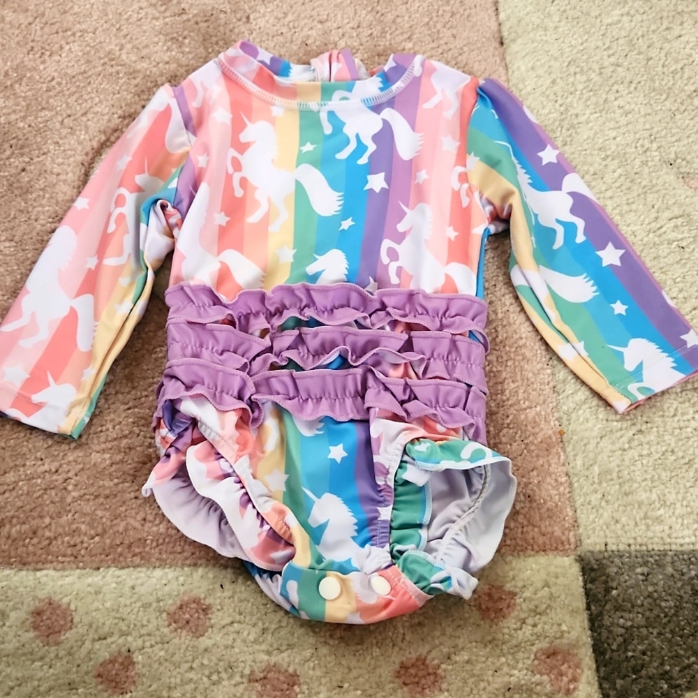 NWOT unbranded 🦄 unicorn one piece swimwear for baby 3-6 months